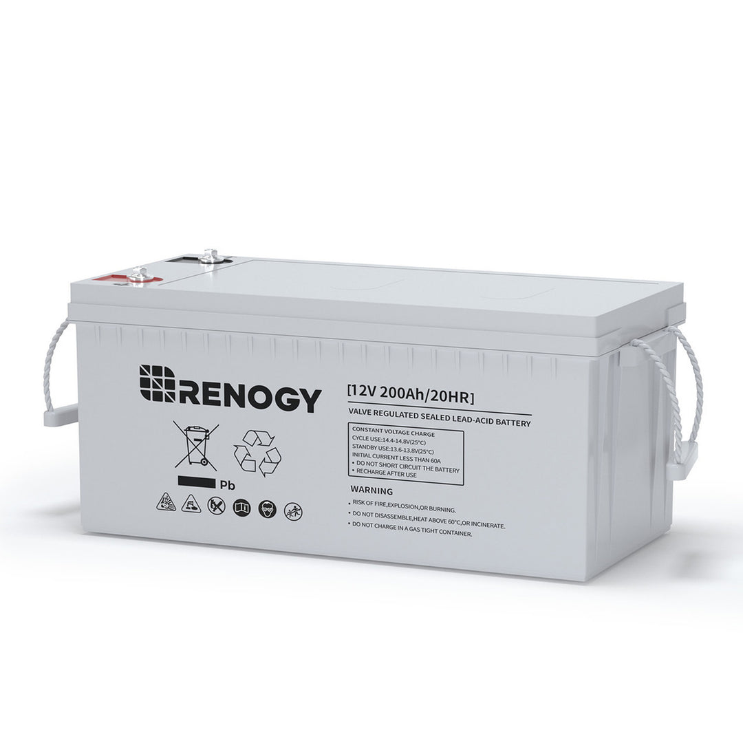 Renogy Deep Cycle AGM Battery, Safe Charge for Off-Grid Solar Panels, 12 V 200Ah