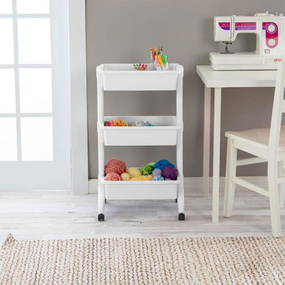 Sterilite 3 Tier Utility Rolling Organization Cart Portable Storage Bins, 3 Pack - VMInnovations