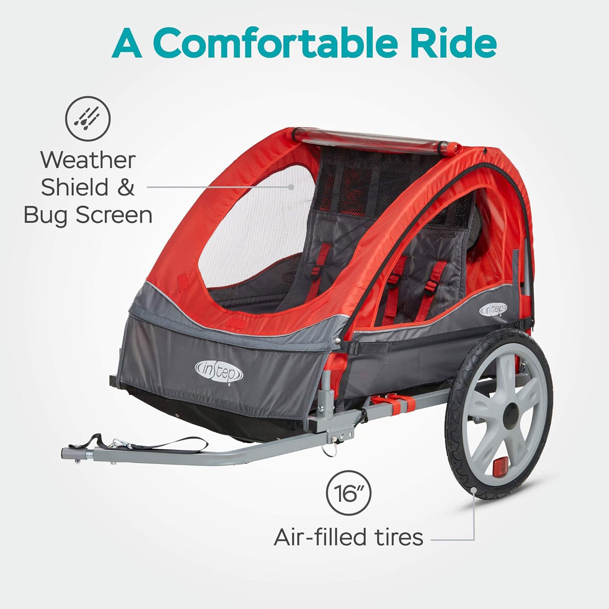 InStep Take 2 Folding Nylon Bike Trailer with Double Seat, Red (For Parts) - VMInnovations
