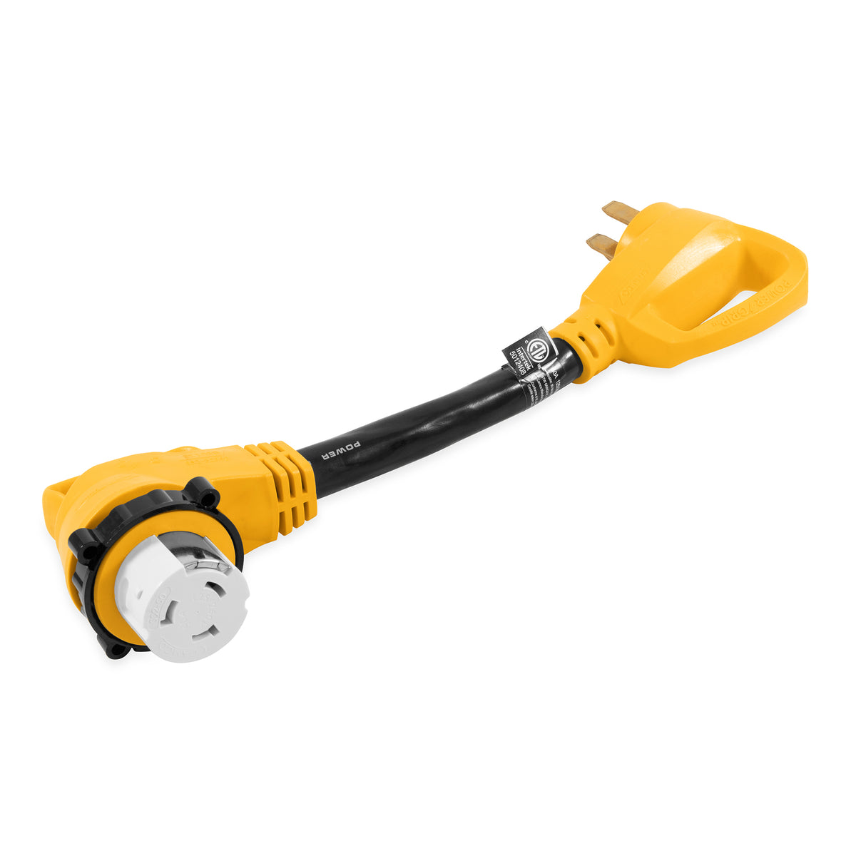 Camco 18 inch Heavy Duty Electrical RV Dogbone Adapter with Handle, Yellow