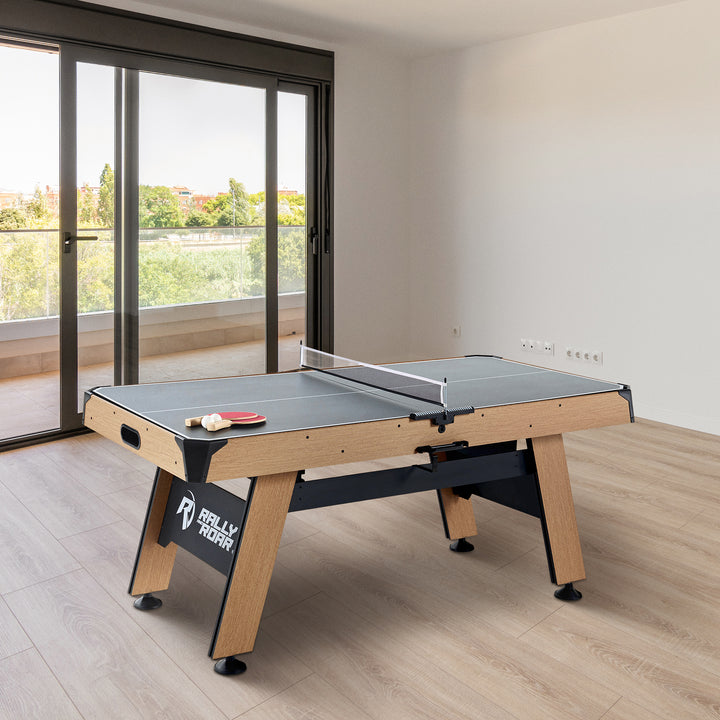 Rally and Roar 72'' Air Powered Hockey Arcade Game Table with Table Tennis Conversion Top