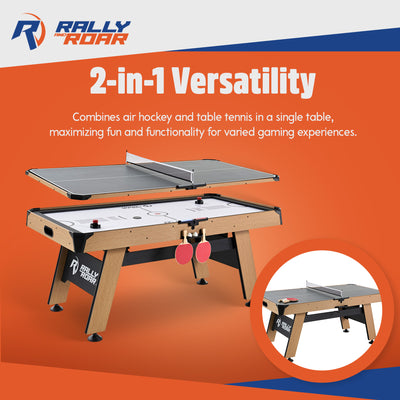 Rally and Roar 72'' Air Powered Hockey Arcade Game Table with Table Tennis Conversion Top - VMInnovations