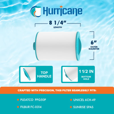 Hurricane Advanced Spa Filter Cartridge for Pleatco, Unicel, Filber, Sunrise Spa