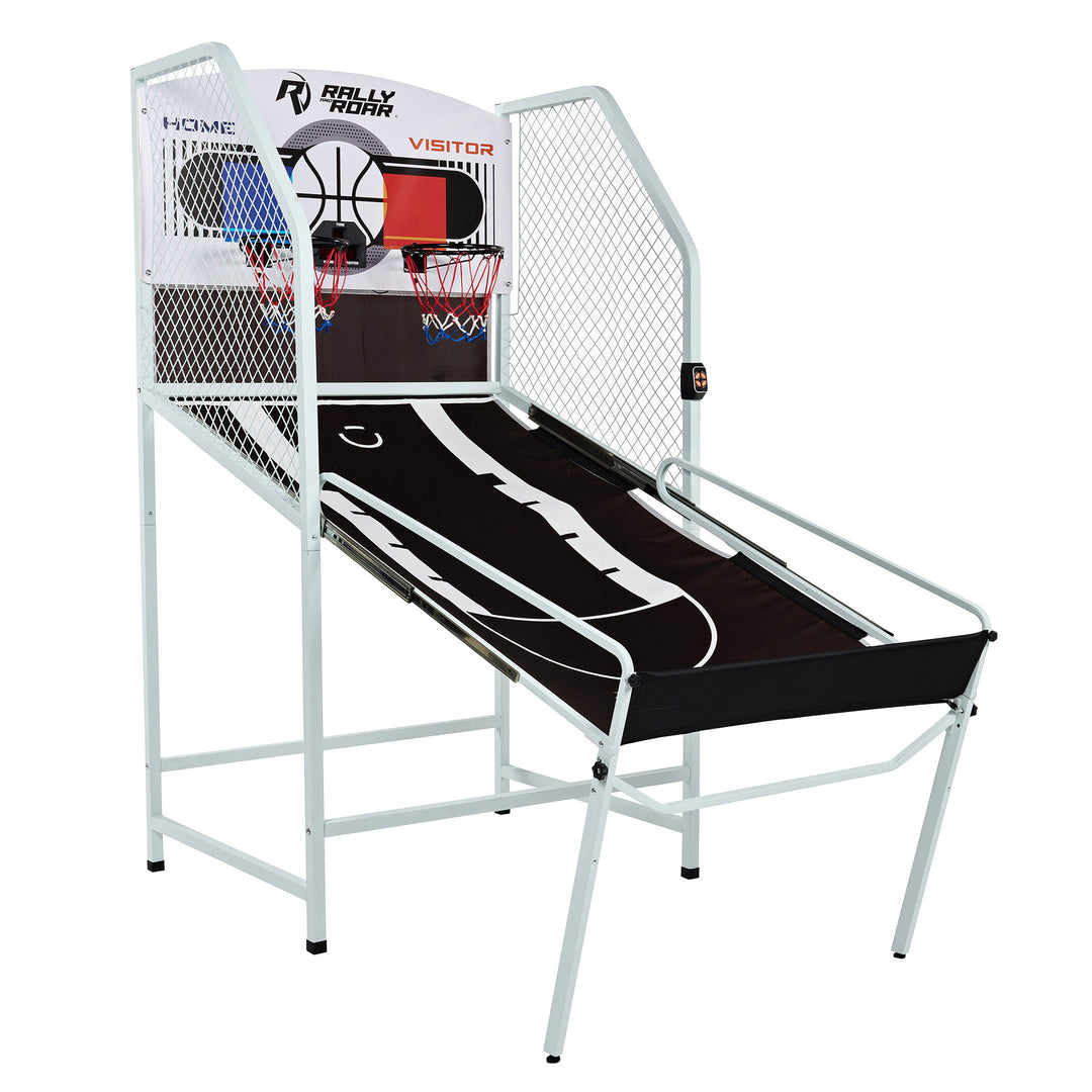 Rally and Roar 2 Player Foldable Arcade Cage Basketball Game with LED Scorer