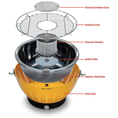 Lippert Odyssey Portable Charcoal Grill w/Cooler Attachment & Carry Case, Red - VMInnovations