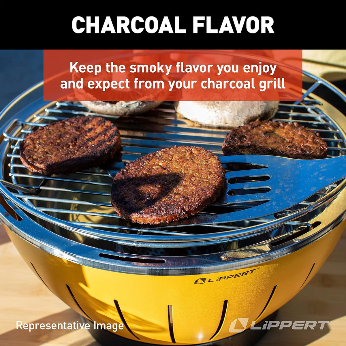 Lippert Odyssey Portable Charcoal Grill w/Cooler Attachment & Carry Case, Red - VMInnovations