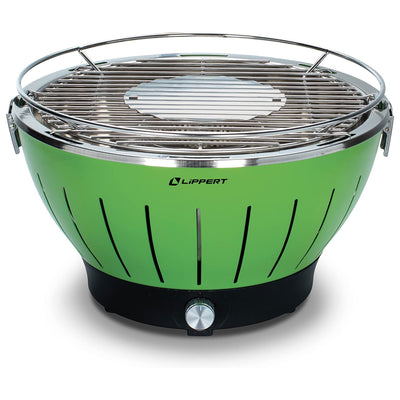 Lippert Odyssey Portable Charcoal Grill w/Cooler Attachment & Carry Case, Green - VMInnovations