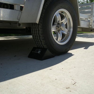 Shop Tuff Durable Rubber Wheel Chock with Handle for Wheel Immobilizers, Black