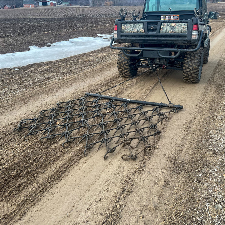 Field Tuff 6x4' Tow Behind Heavy Duty Drag Harrow with Powder Coat Paint Finish