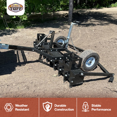 Field Tuff 60" Tow Behind Dirt Pulverizer with Adjustable Weight Trays, Black - VMInnovations