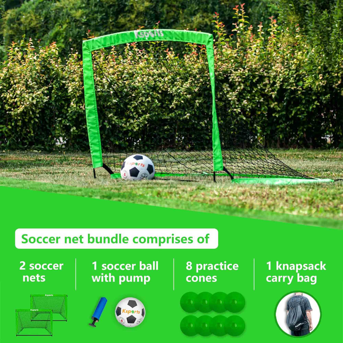 Ksports Squad Outdoor Portable Soccer Goal Set Kids Training Equipment, 4 x 3' - VMInnovations