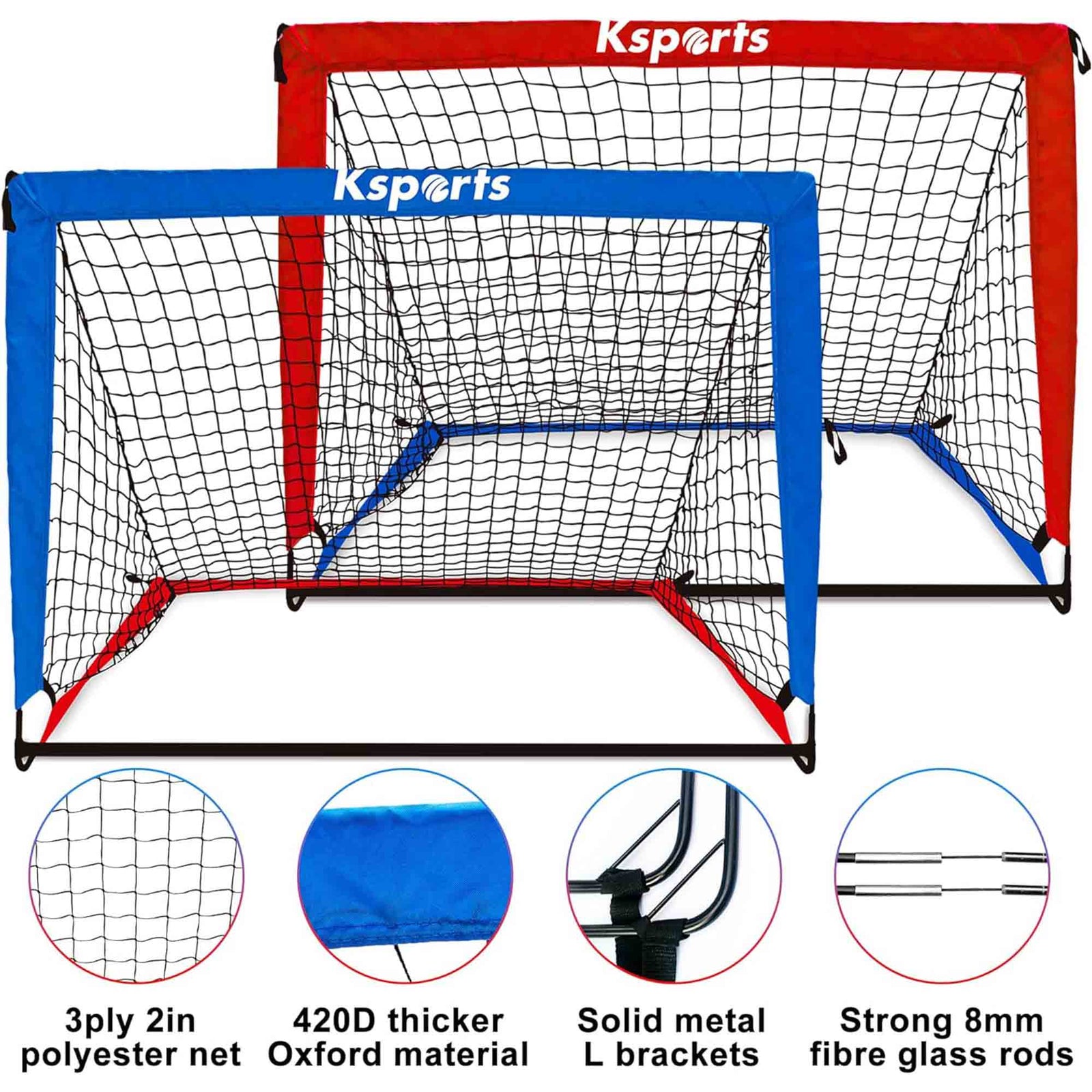 Ksports Squad Portable Soccer Goal Set Kids Training Equipment, 4x3' (Open Box) - VMInnovations