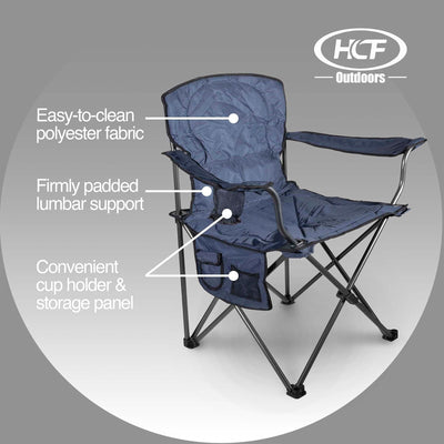 Four Seasons Courtyard Oversized Padded Seat Folding Arm Chairs, 4 Pack, Blue - VMInnovations