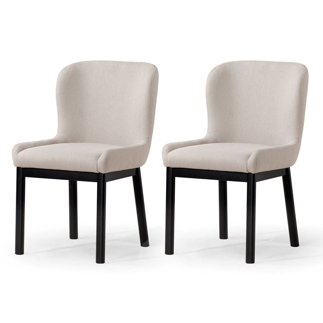 Maven Lane Gia Contemporary Dining Chair, Refined Black, Dove Fabric, Set of 2 - VMInnovations