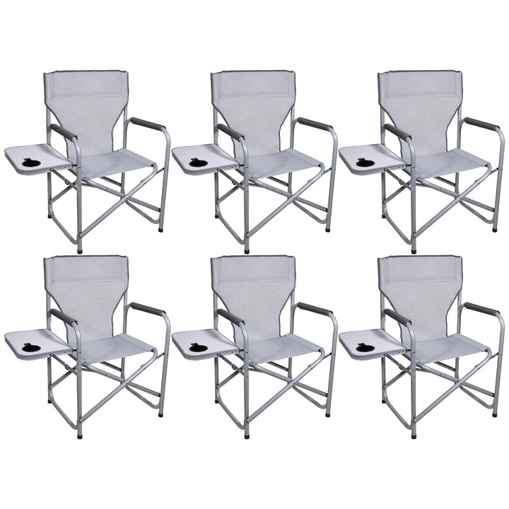 Four Seasons Courtyard Polyester Director Chairs with Side Table, 6 Pack, Gray
