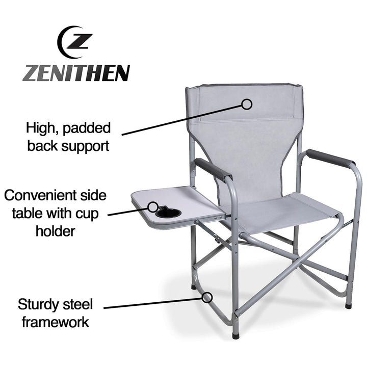 Four Seasons Courtyard Polyester Director Chairs with Side Table, 6 Pack, Gray