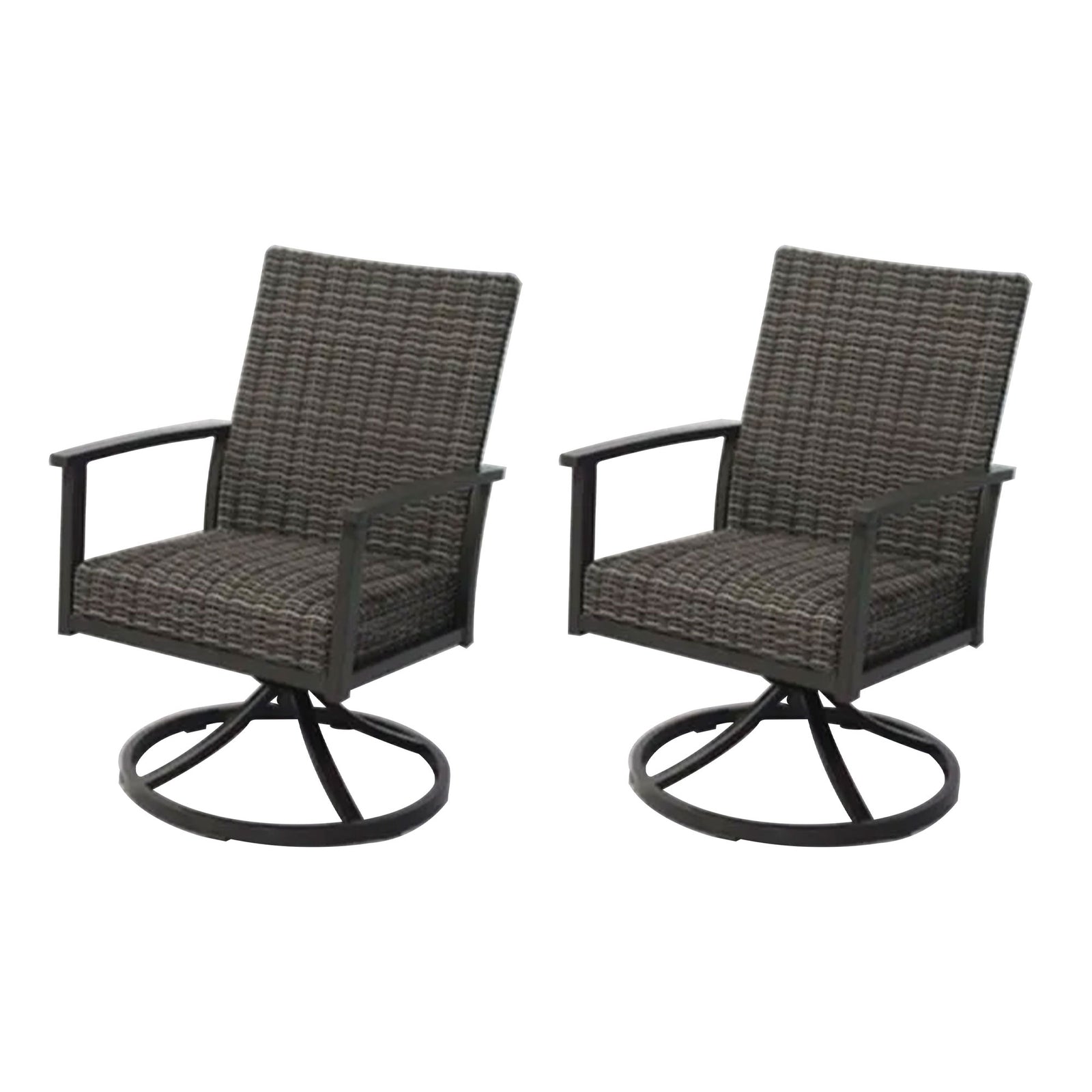 Four Seasons Courtyard Nantucket Woven Swivel Rocker Chair Set, 2 Pack, Brown - VMInnovations