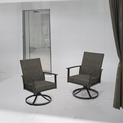 Four Seasons Courtyard Nantucket Woven Swivel Rocker Chair Set, 2 Pack, Brown - VMInnovations
