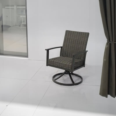 Four Seasons Courtyard Nantucket Woven Swivel Rocker Chair Set, 2 Pack, Brown - VMInnovations