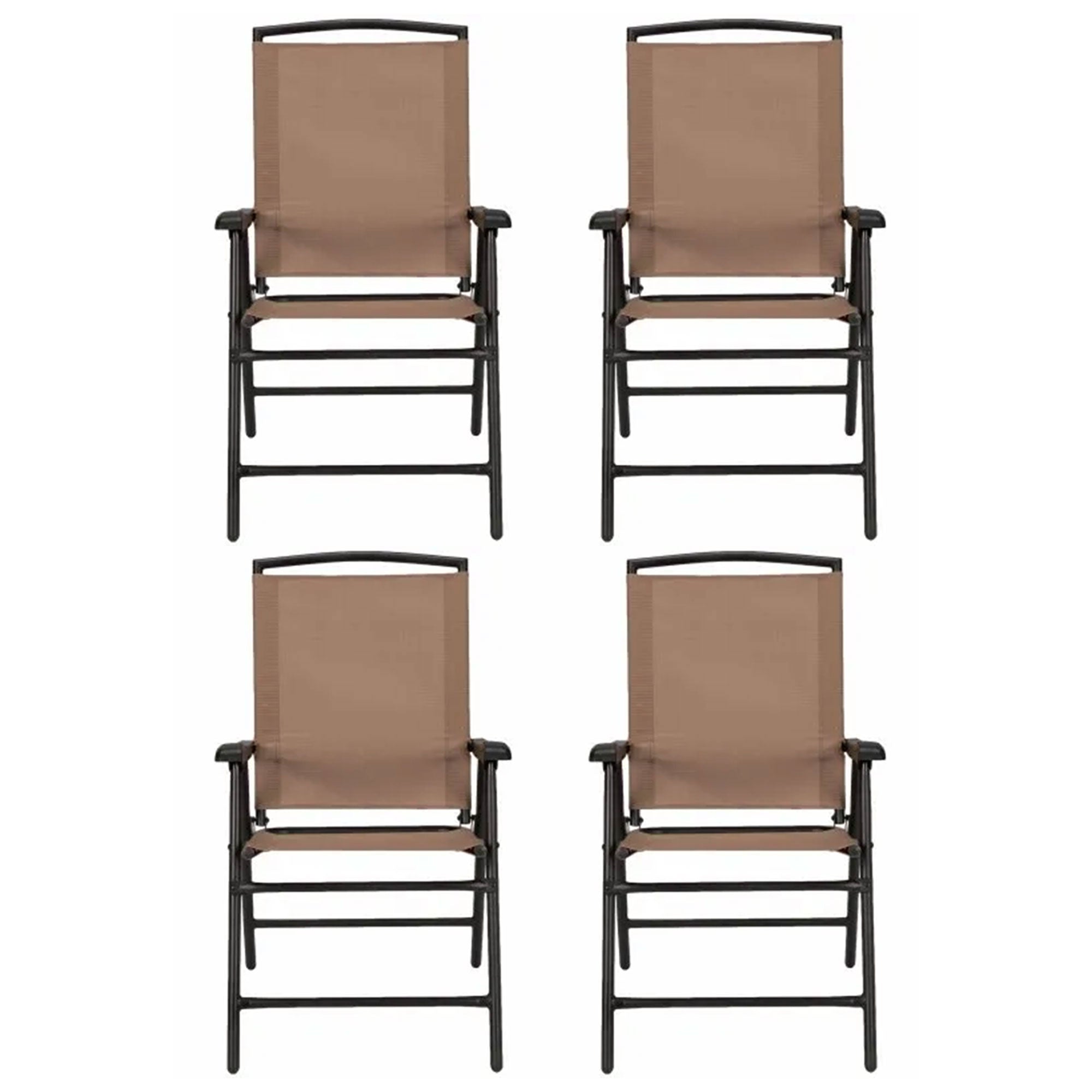 Four Seasons Courtyard Sunny Isles Outdoor Folding Lounge Chairs, 4 Pack, Brown - VMInnovations