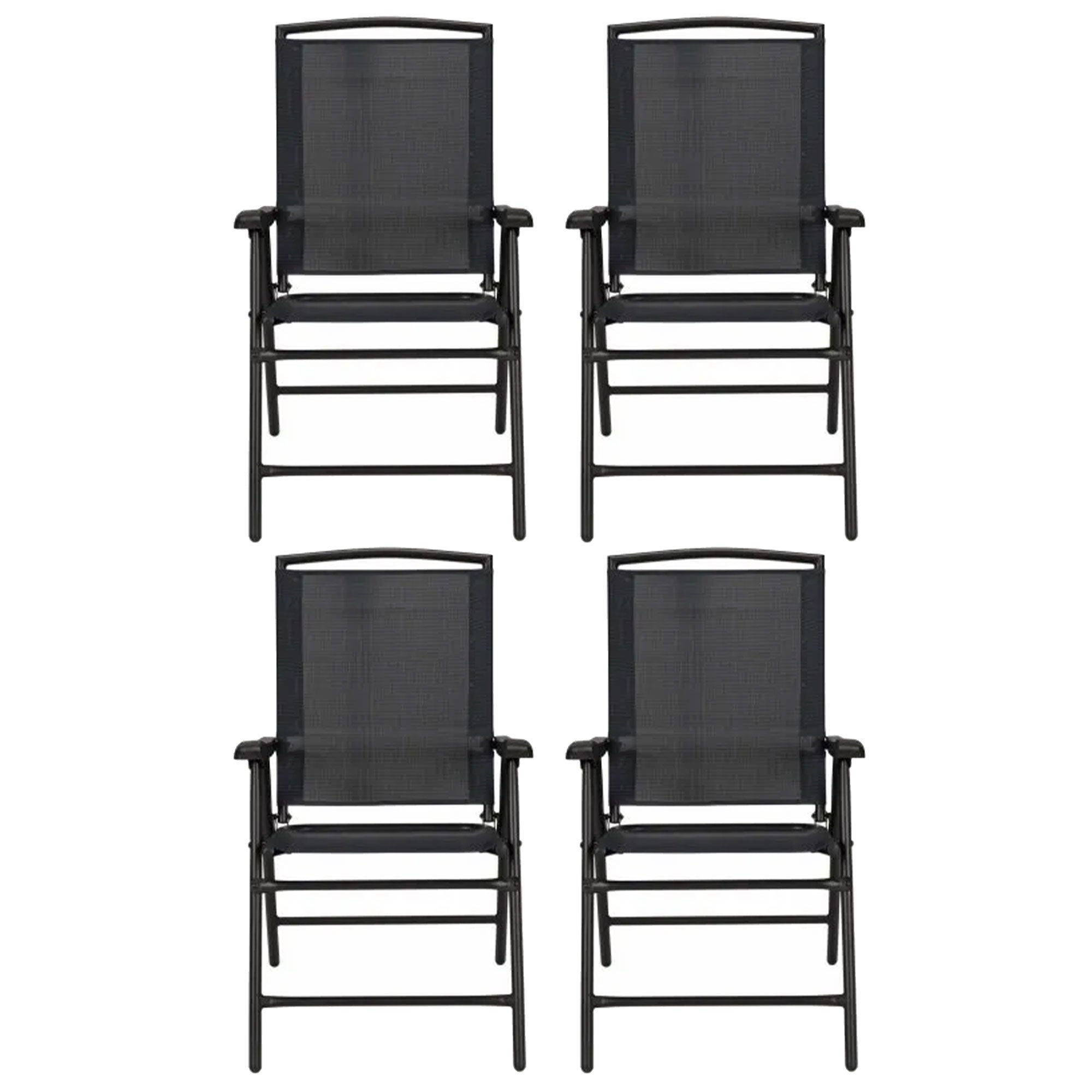 Four Seasons Courtyard Sunny Isles Outdoor Folding Lounge Chairs, 4 Pack, Black - VMInnovations
