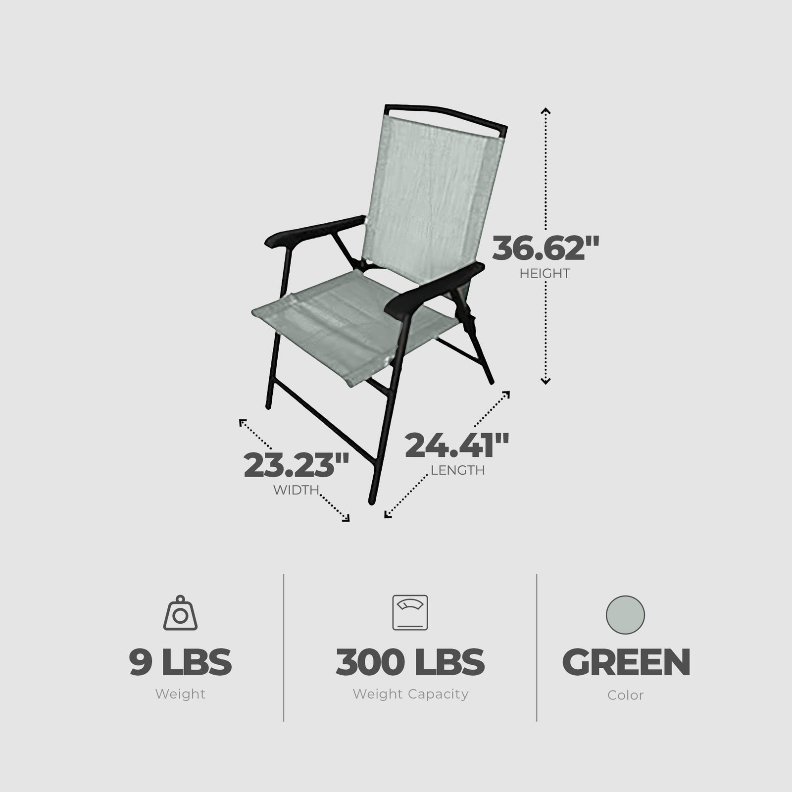 Four Seasons Courtyard Sunny Isles Outdoor Folding Lounge Chairs, 4 Pack, Green - VMInnovations