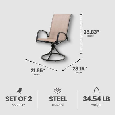 Four Seasons Courtyard Sunny Isles Outdoor Swivel Rocker Chairs, 2 Pack, Brown - VMInnovations