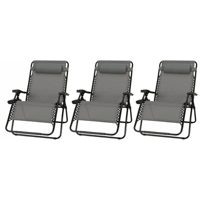 Four Seasons Courtyard Sunny Isles XL Zero Gravity Outdoor Chairs, 3 Pack, Gray - VMInnovations