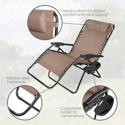 Four Seasons Courtyard Sunny Isles XL Zero Gravity Outdoor Chairs, 3 Pack, Brown - VMInnovations