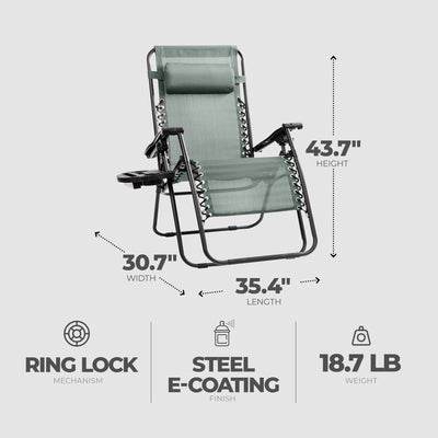 Four Seasons Courtyard Sunny Isles XL Zero Gravity Outdoor Chairs, 3 Pack, Green - VMInnovations