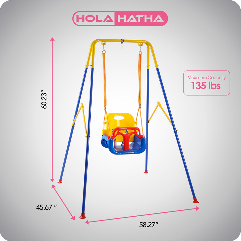 HolaHatha 3 in 1 Toddler Swing Set with adjustable Rope, and Removable Seat