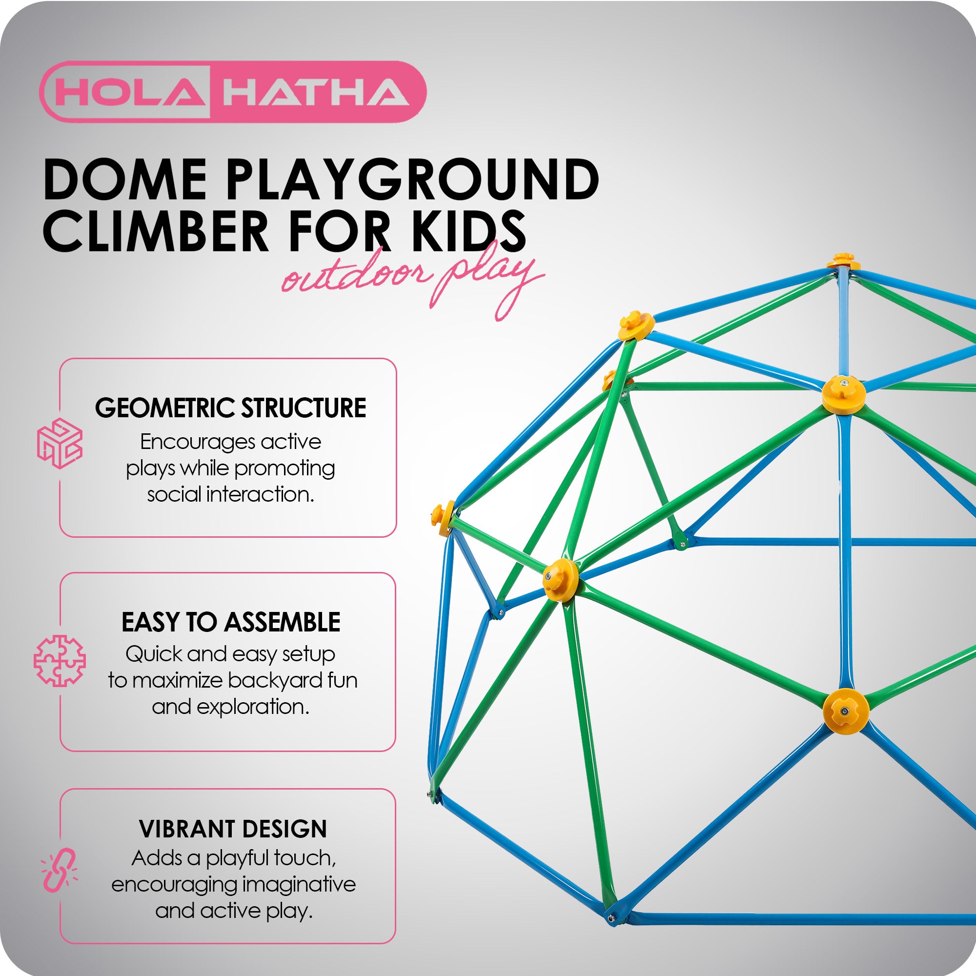 HolaHatha Dome Playground Climber for Kids, 440 Pound Capacity (For Parts) - VMInnovations