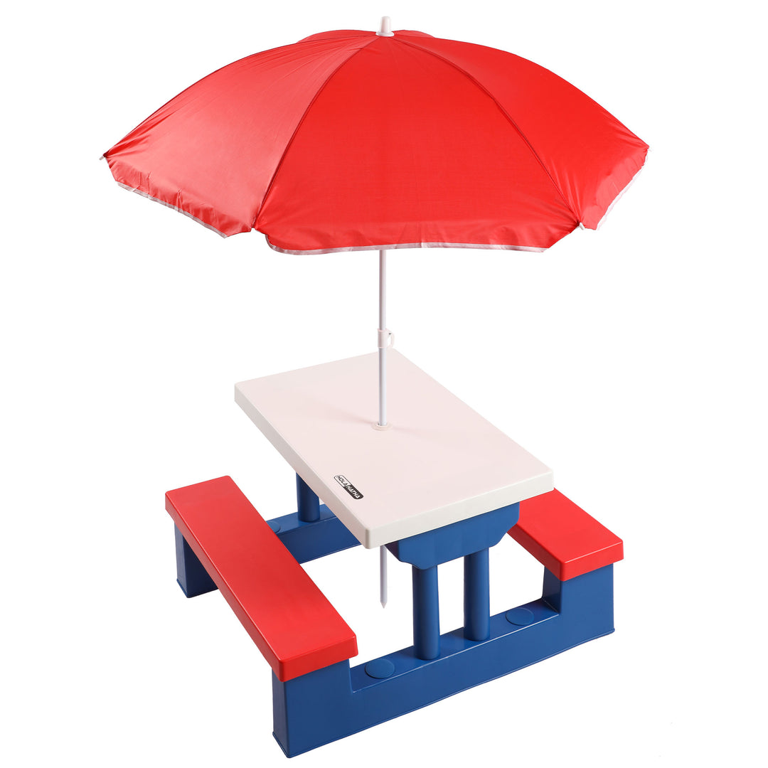 HolaHatha 2-in-1 Kids Picnic Table w/Folding Bench & Adjustable Umbrella (Used)