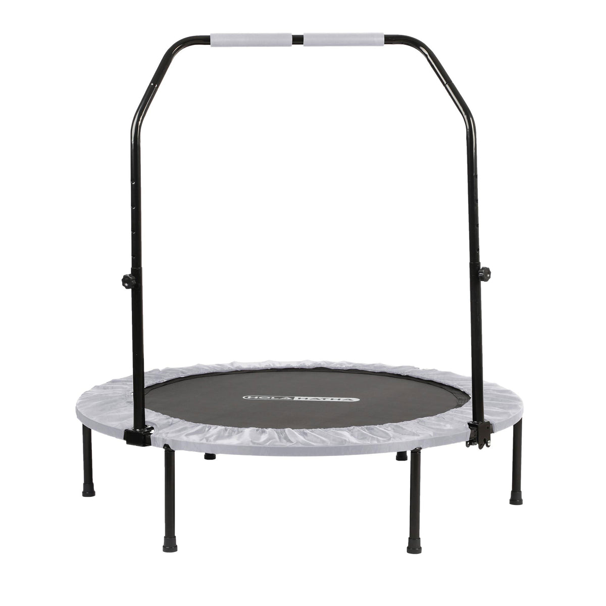 HolaHatha Mini Fitness Trampoline w/Adjustable Handle, 48 in., White (Open Box) - VMInnovations