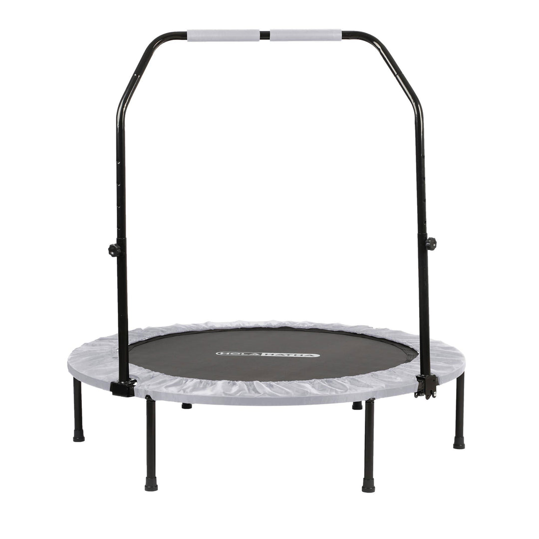 HolaHatha Mini Fitness Trampoline w/Adjustable Handle, 48 in., White (Open Box)