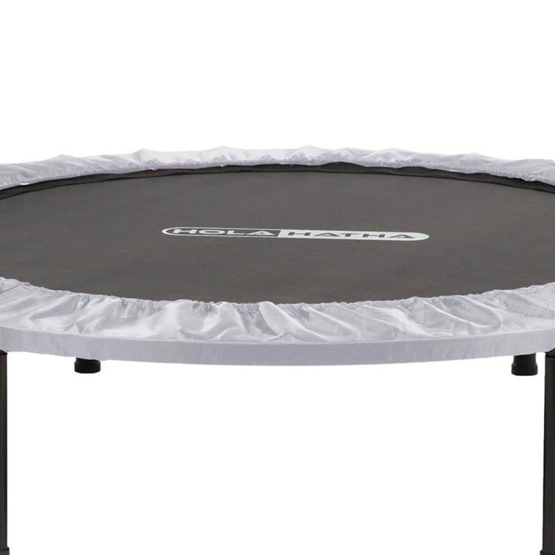 HolaHatha Foldable Mini Fitness Trampoline with Adjustable Handle, 48 in., White