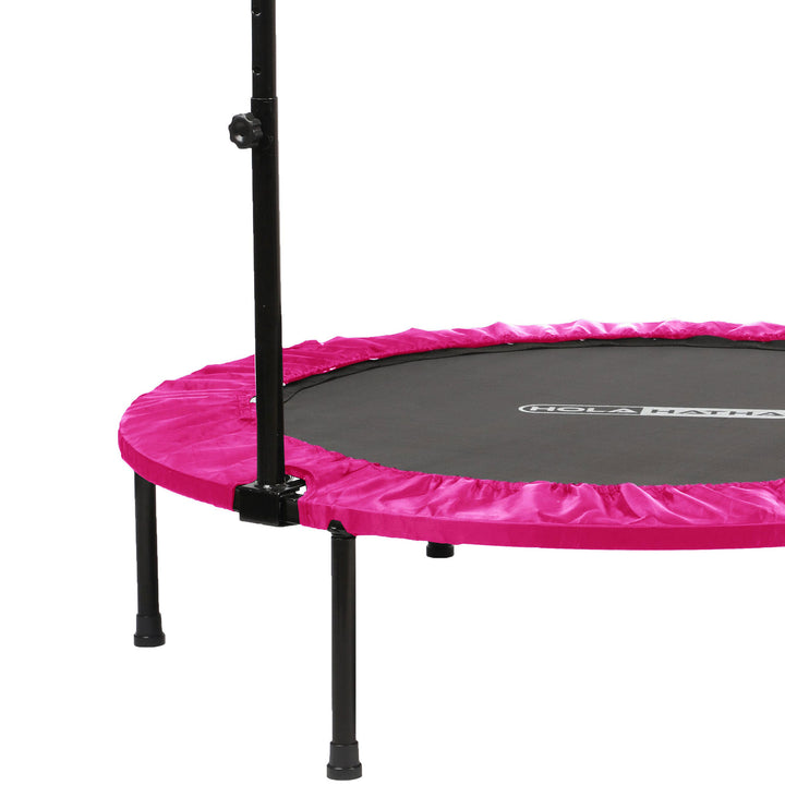 HolaHatha 40" Trampoline Fitness Rebounder w/Adjustable Handle, Pink (Open Box)