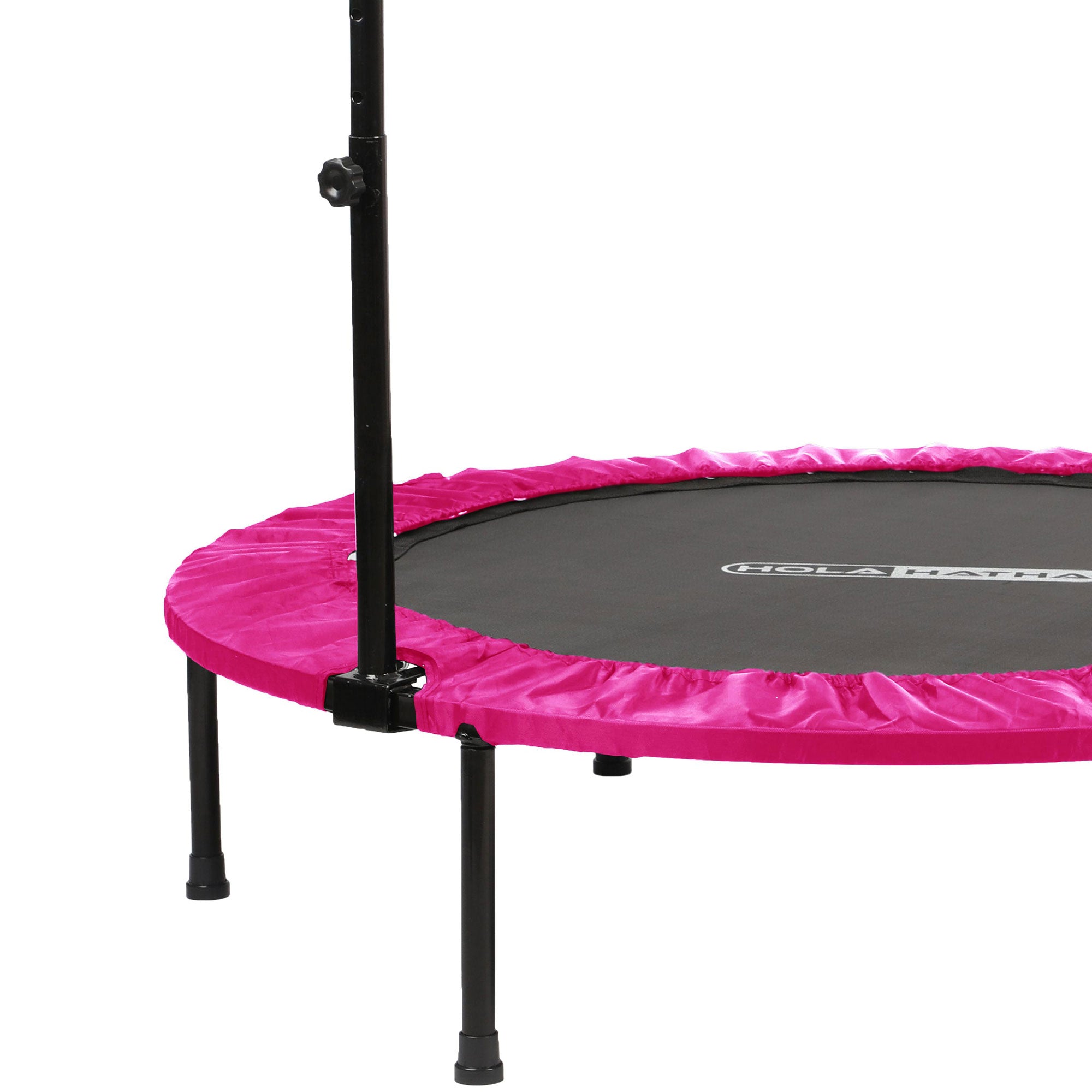 HolaHatha 40" Trampoline Fitness Rebounder w/Adjustable Handle, Pink (Open Box) - VMInnovations