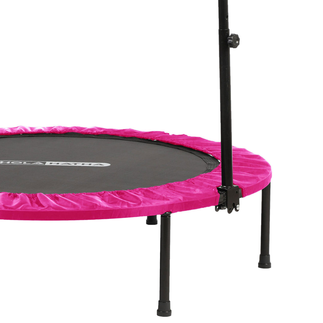 HolaHatha 40" Trampoline Fitness Rebounder w/Adjustable Handle, Pink (Open Box)