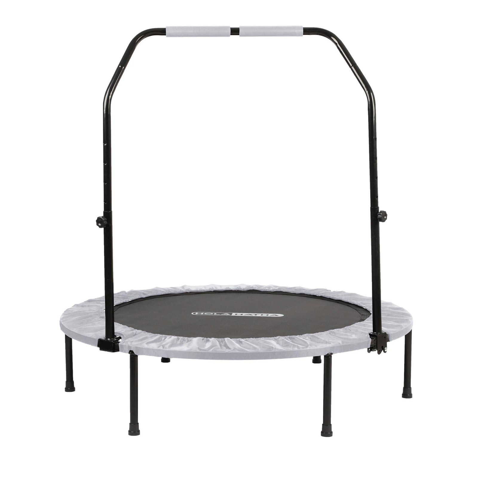 HolaHatha Foldable Mini Fitness Trampoline with Adjustable Handle, 40 in., White - VMInnovations