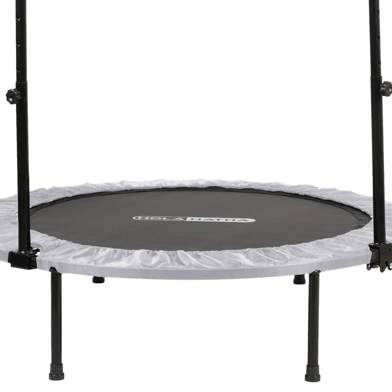 HolaHatha Foldable Mini Fitness Trampoline with Adjustable Handle, 40 in., White