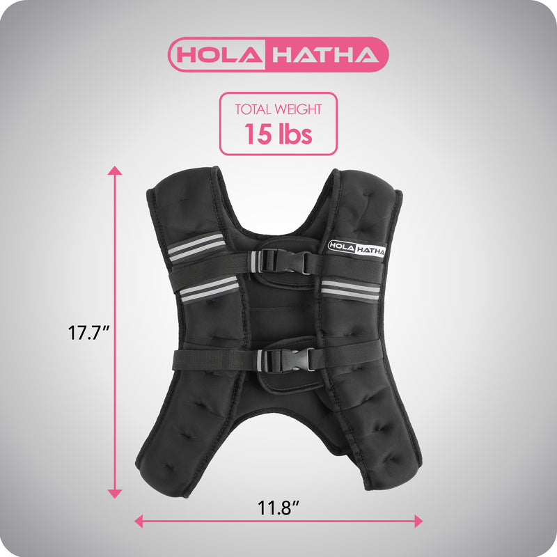 HolaHatha Weighted Vest for Running with Reflective Stripes and Elastic Straps