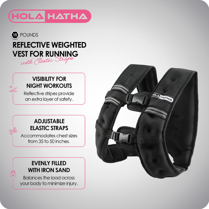 HolaHatha Weighted Running Vest w/Reflective Stripes&Elastic Straps(Open Box)