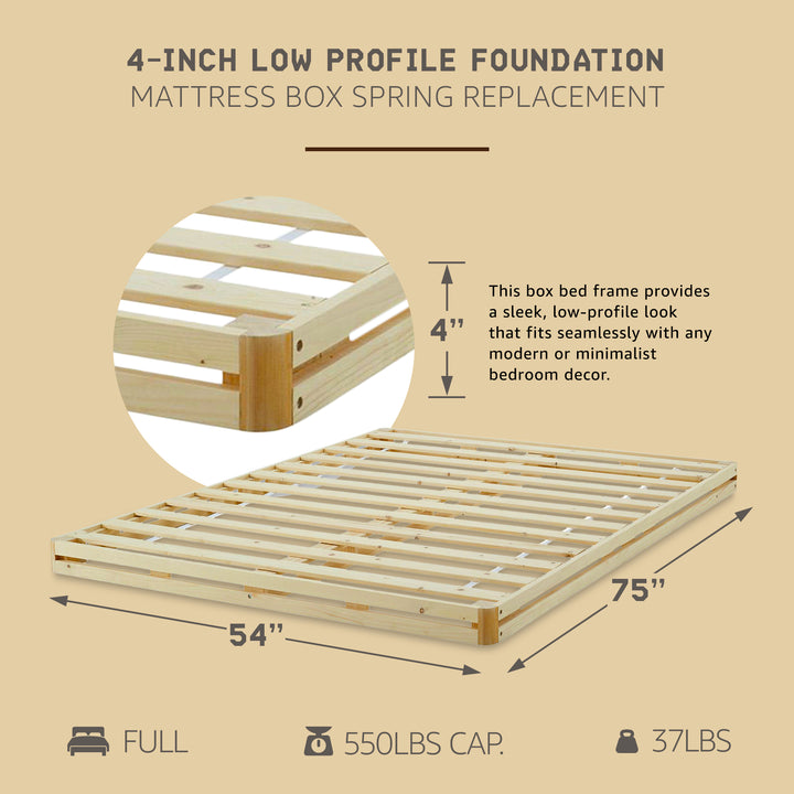 Hercules 4 Inch Low Profile Foundation Mattress Box Spring Replacement, Full