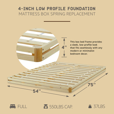 Hercules 4 Inch Low Profile Foundation Mattress Box Spring Replacement, Full - VMInnovations