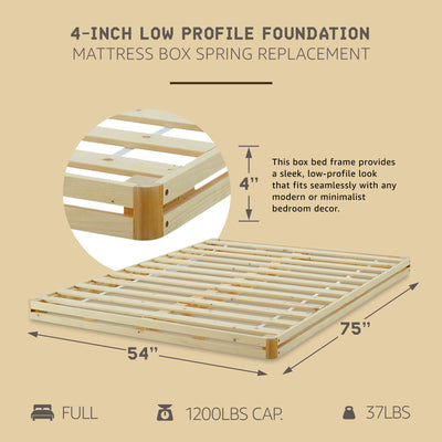 Hercules 4 Inch Low Profile Foundation Mattress Box Spring Replacement, Full