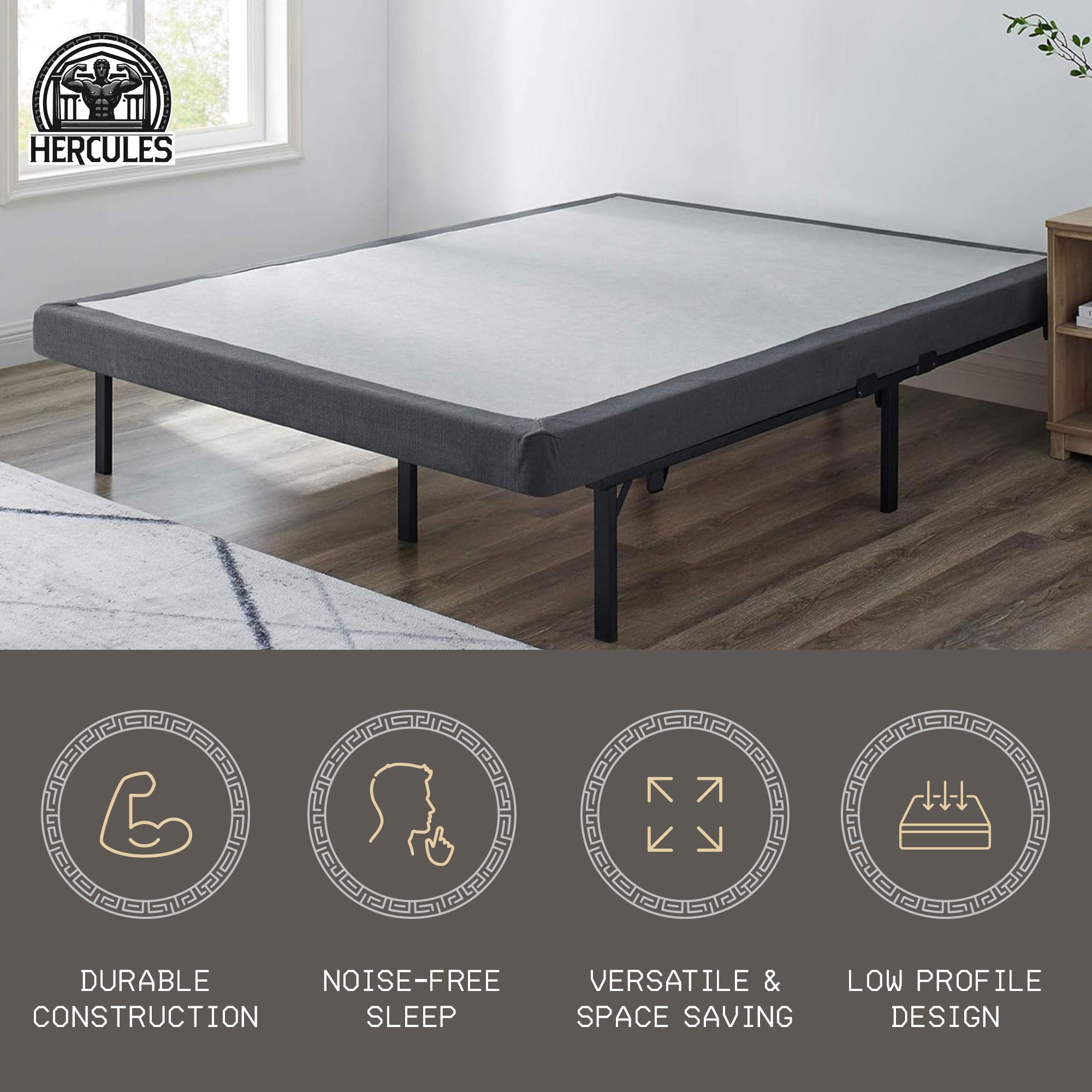 Hercules 4 Inch Low Profile Mattress Box Spring Replacement, California King - VMInnovations