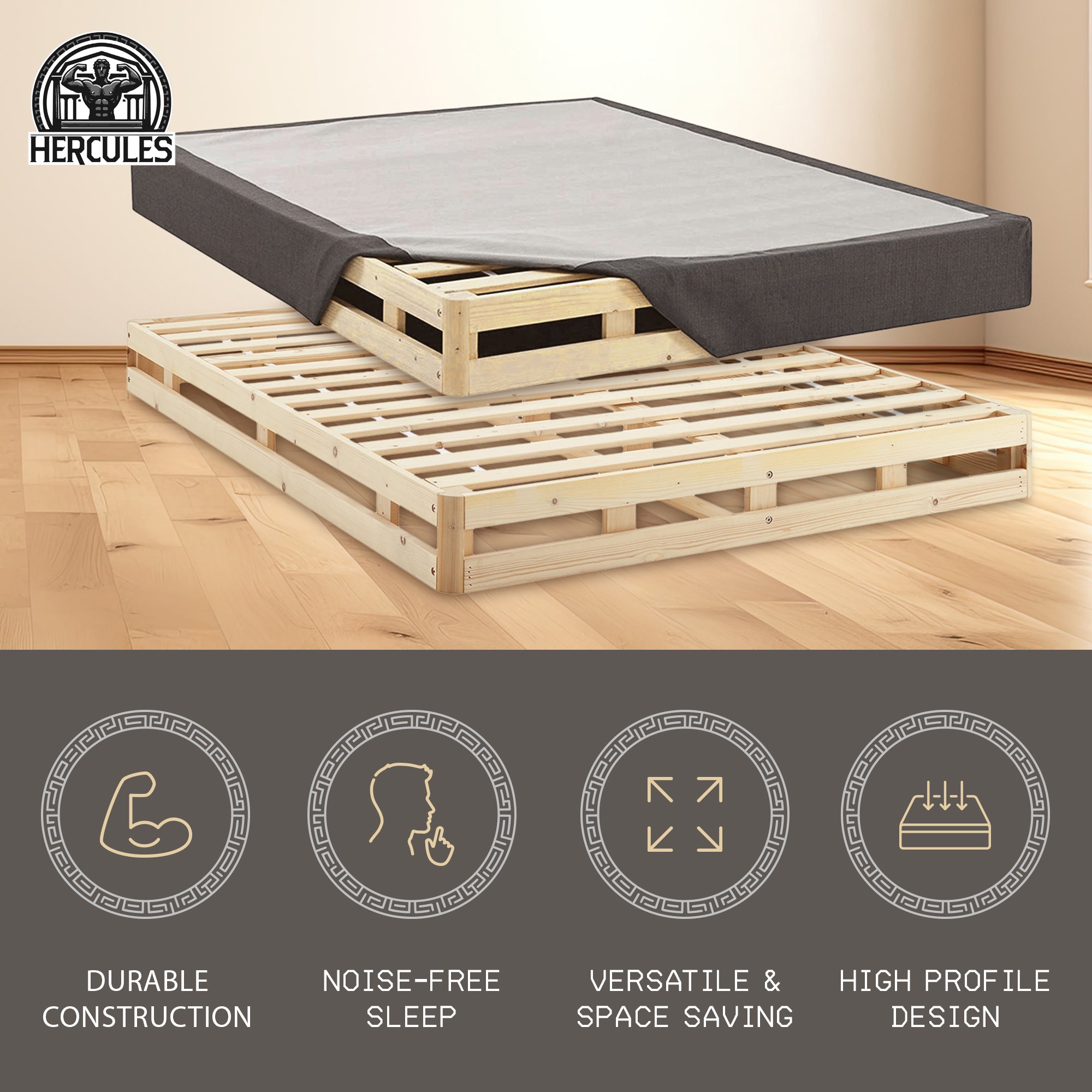 Hercules 8" High Profile Mattress Box Spring Replacement, Twin (Open Box) - VMInnovations