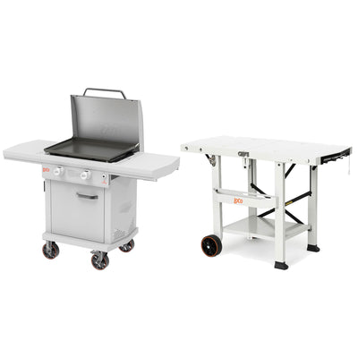 Loco Cookers 26 Inch 2-Burner Digital Gas Grill and Tabletop Foldable Prep Cart - VMInnovations