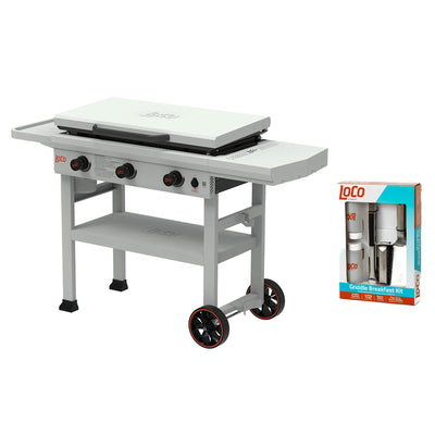 Loco Cookers 36" 3-Burner Classic Gas Grill and 5 Piece Griddle Accessory Kit - VMInnovations